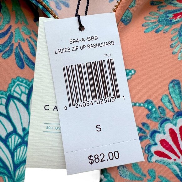 CABANA LIFE Womens Golf Top Small Pink Tropical Print 1/4 Zip Long Sleeve NWT - Picture 6 of 12